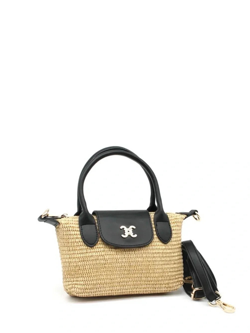 Straw Mini Top Handle & Crossbody Bag From Paris - Picture 2 of 2